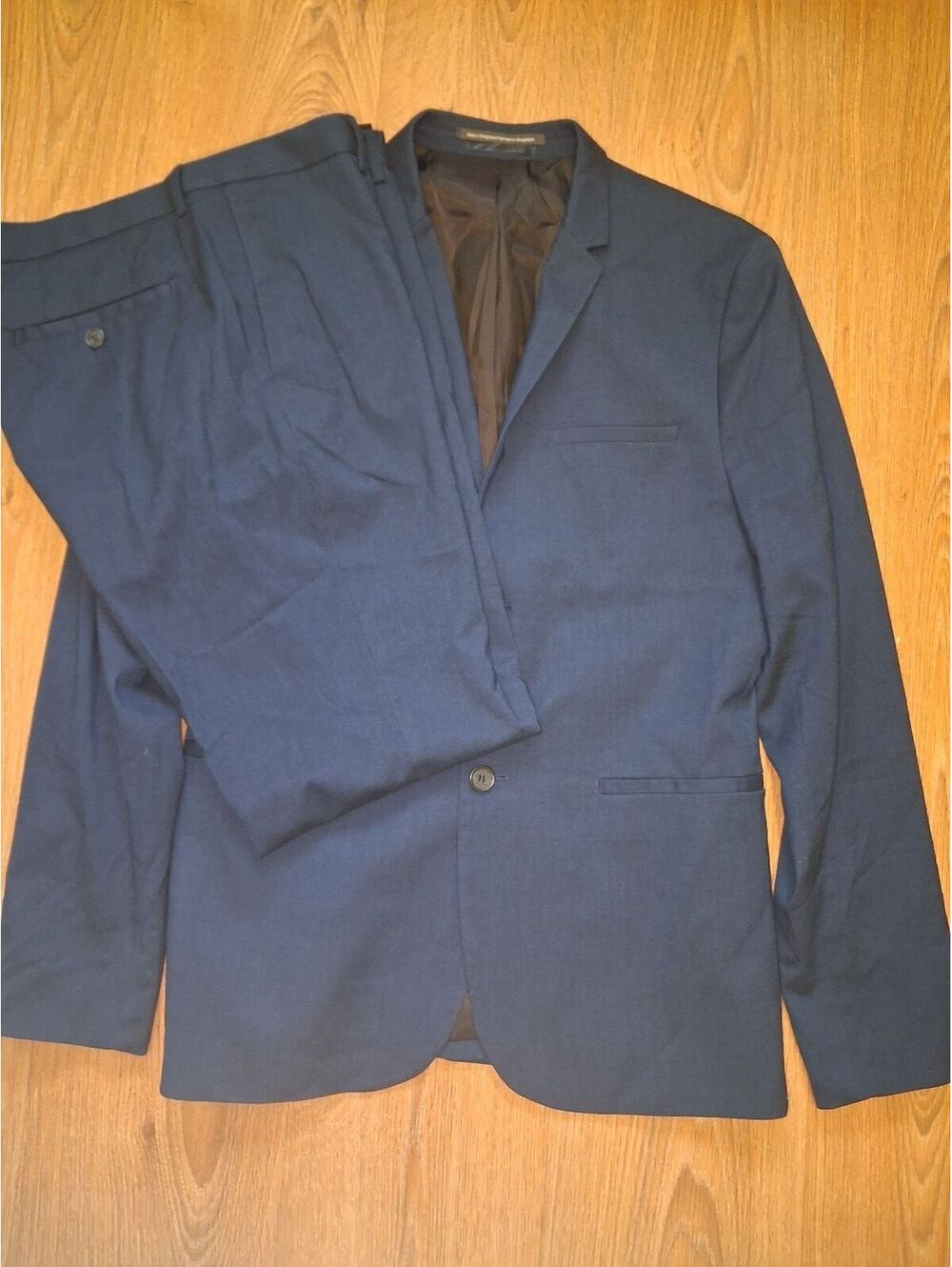 H&M 2 Piece Suit Mens 40R 34x31 Navy Blue Slim Fit